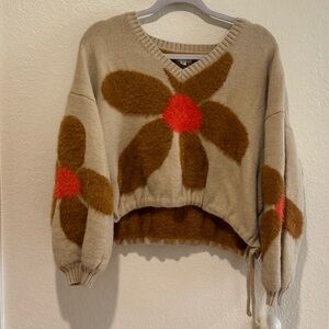 POL Beige Sweater with Floral Design